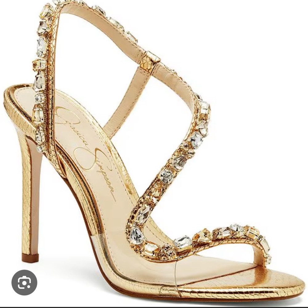 Jessica Simpson Metallic Gold Strappy Heels
